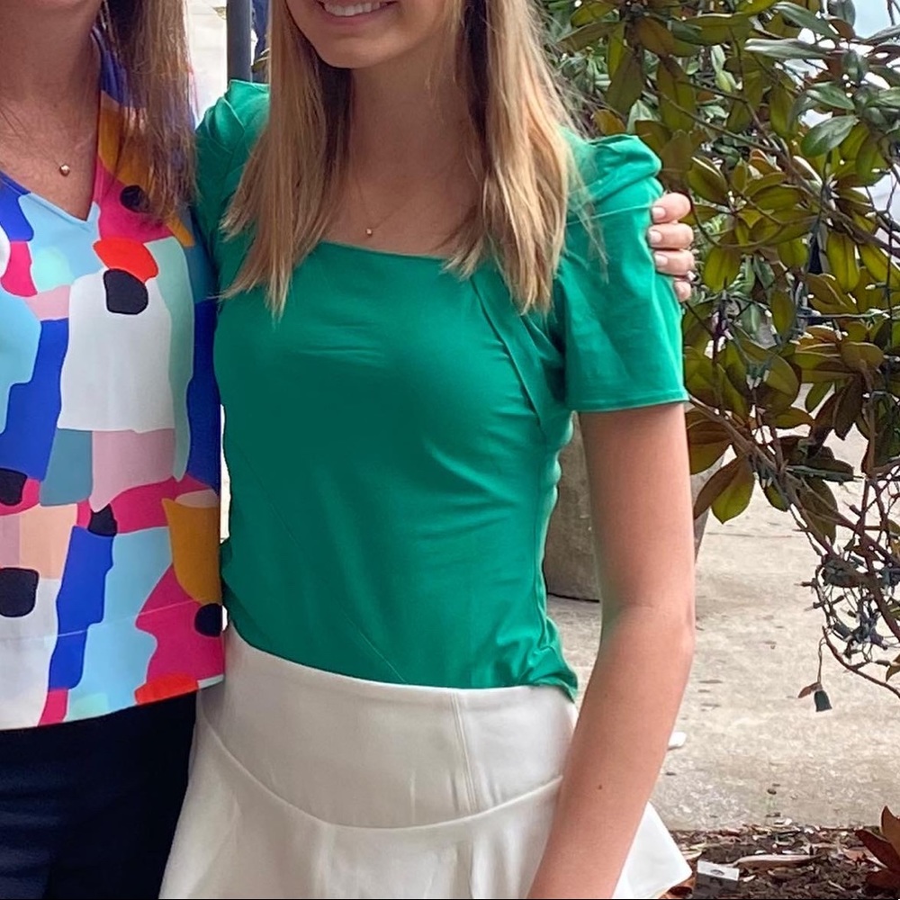 Green puff sleeve shirt